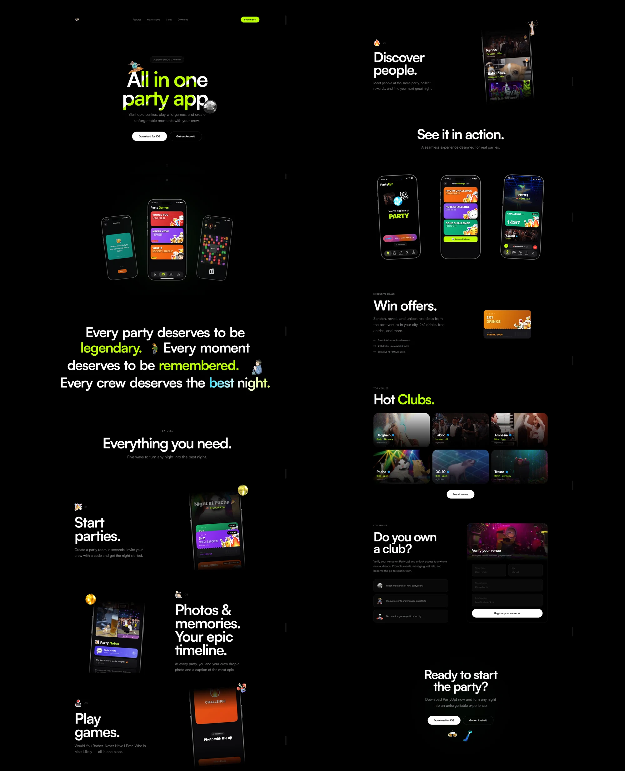 PartyUp!, website 1