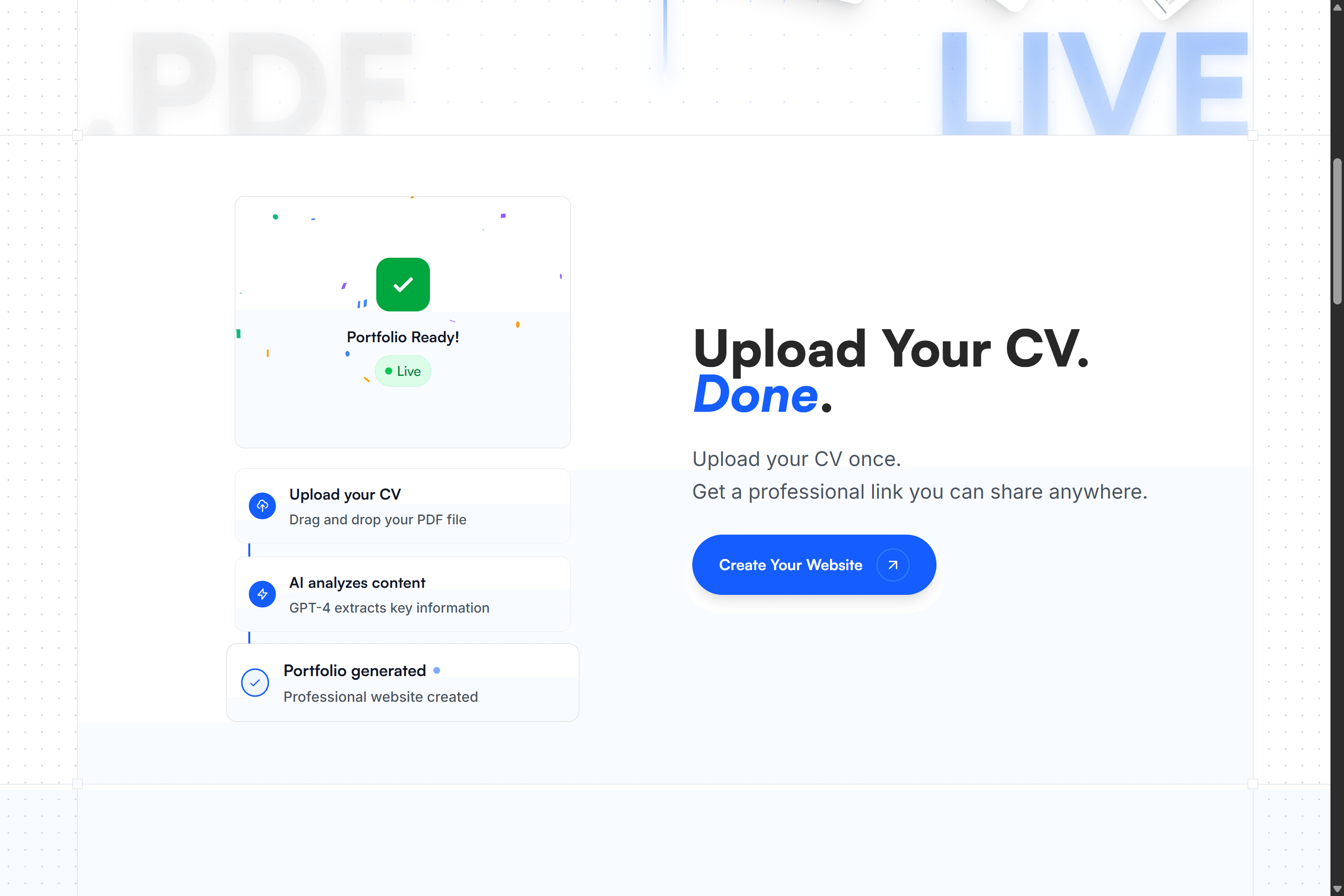UpFolio, landing 2